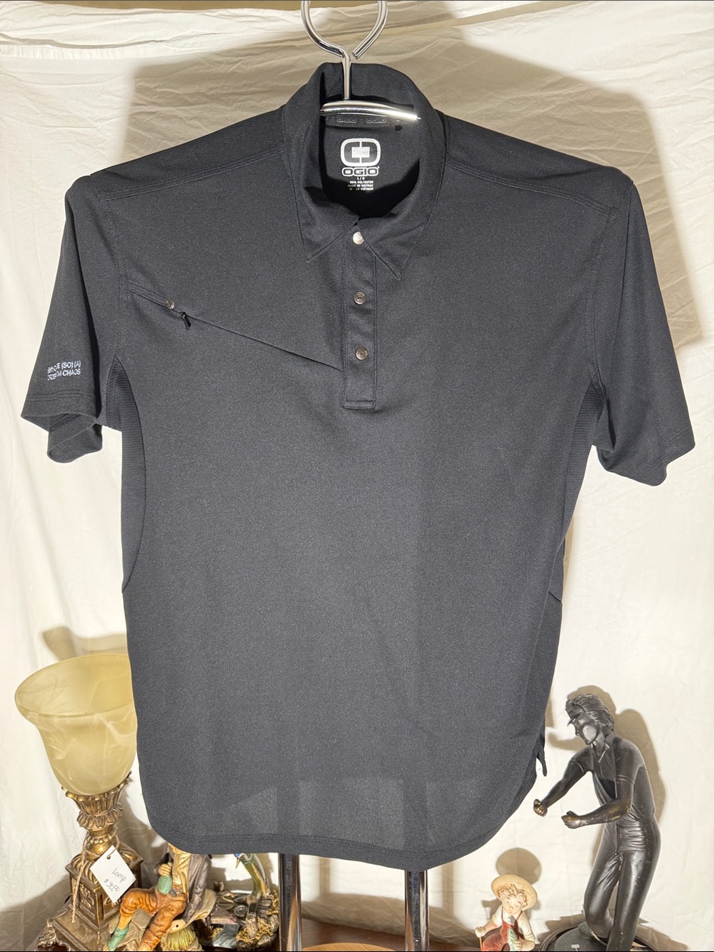 OGIO Men’s Black Short-Sleeve Polo with Zip Chest Pocket